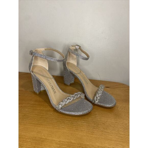 Stuart Weitzman Womens Nudistcurve Highshine Sandal Strap Leather Size 6 / 36.5 - Picture 1 of 16